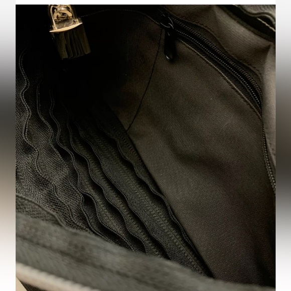 BAM BAGS Black Silver Tone Zipper Purse Black Canvas Strap Shoulder Bag Handbag - Picture 6 of 7